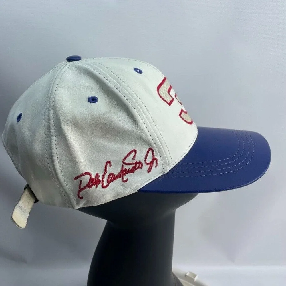 Vintage Chase Authentics JH Design Dale Earnhardt Jr #3 Leather Cap‎ White/Blue